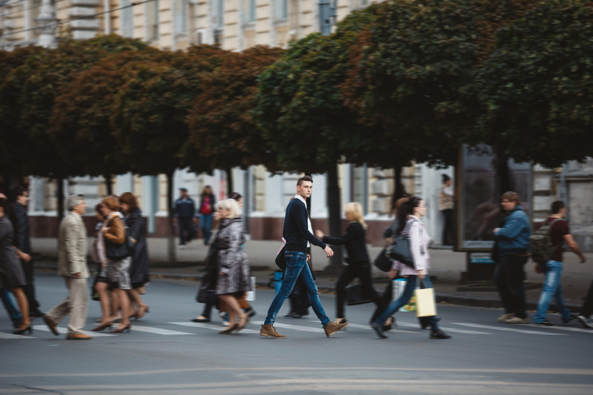 pedestrians crossing street