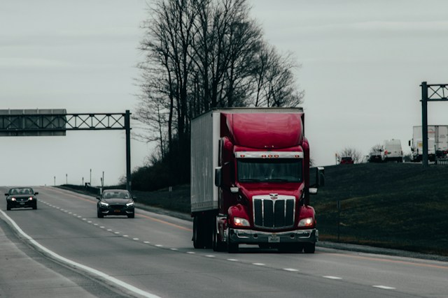 truck driving on road