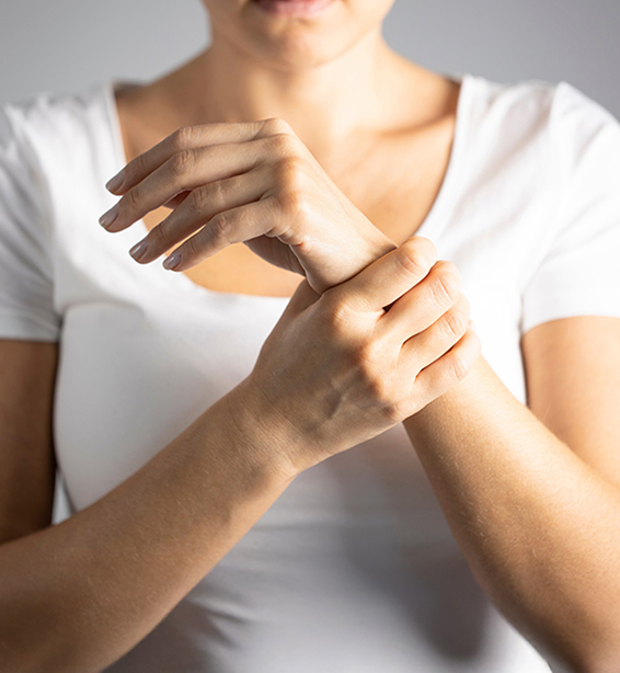 Young woman with wrist pain