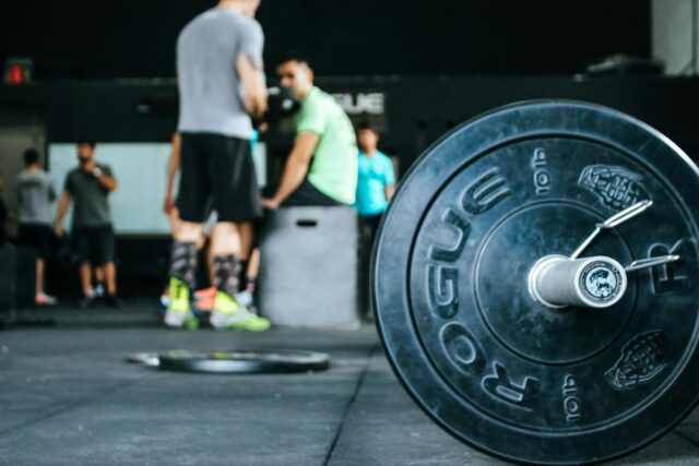 barbell in gym