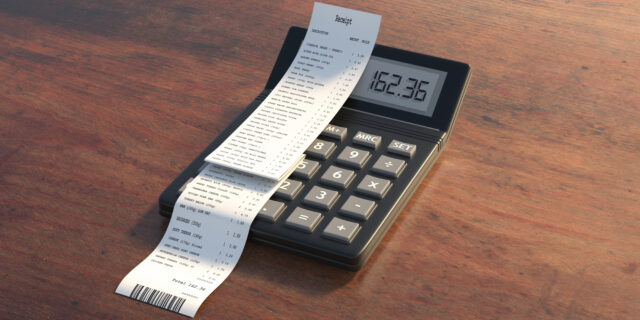 calculator sales receipt
